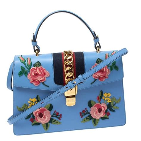 gucci sylvie handle bag blue|gucci sylvie bag medium.